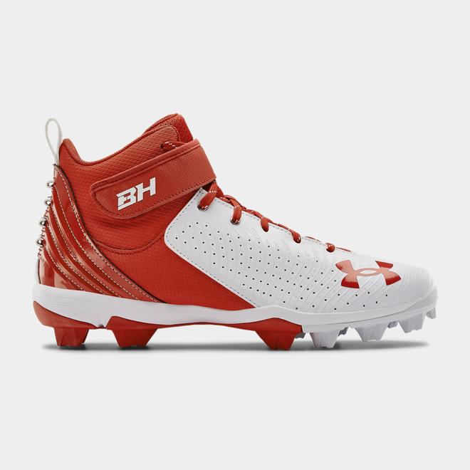 Under Armour Harper 5 Mid RM - Panske Baseballová Obuv - Biele/Červené